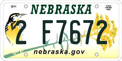 NE license plate 2F7672