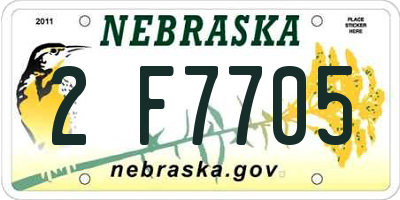 NE license plate 2F7705