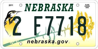 NE license plate 2F7718