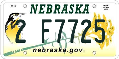 NE license plate 2F7725