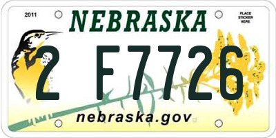 NE license plate 2F7726