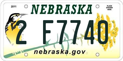 NE license plate 2F7740