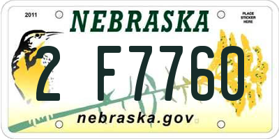 NE license plate 2F7760