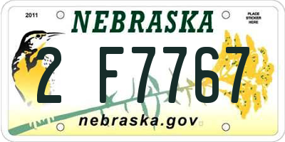 NE license plate 2F7767