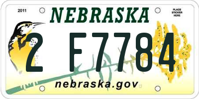 NE license plate 2F7784