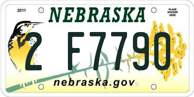 NE license plate 2F7790