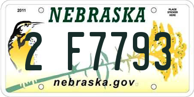 NE license plate 2F7793