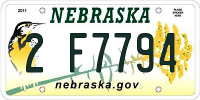NE license plate 2F7794
