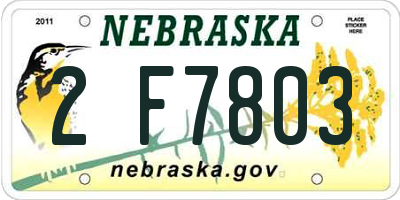 NE license plate 2F7803