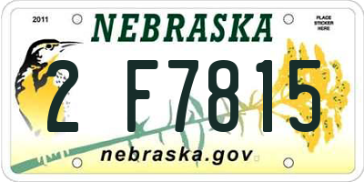 NE license plate 2F7815