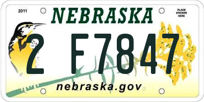 NE license plate 2F7847