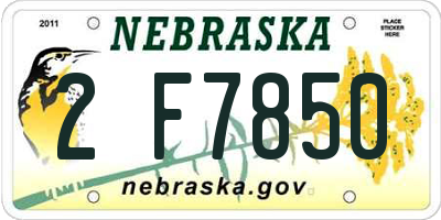 NE license plate 2F7850