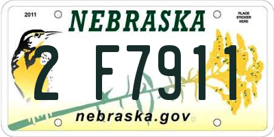 NE license plate 2F7911