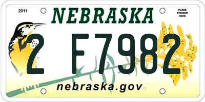 NE license plate 2F7982