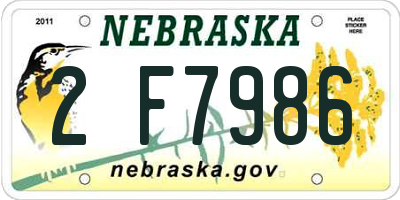 NE license plate 2F7986