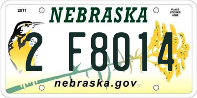 NE license plate 2F8014