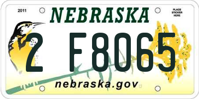 NE license plate 2F8065