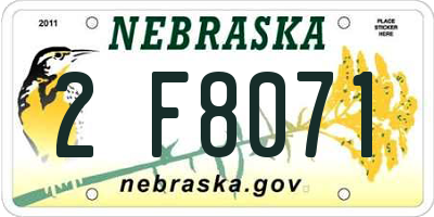 NE license plate 2F8071