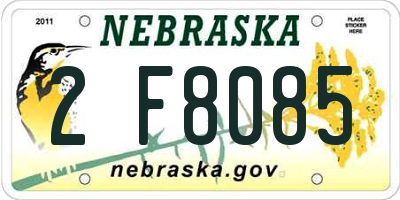 NE license plate 2F8085