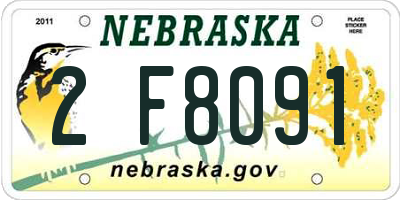 NE license plate 2F8091