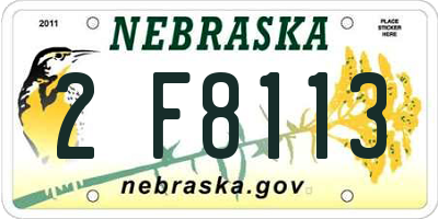 NE license plate 2F8113