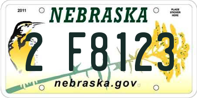 NE license plate 2F8123