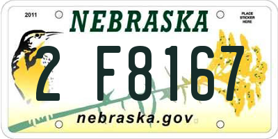 NE license plate 2F8167