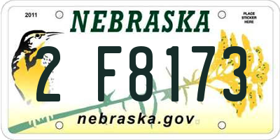 NE license plate 2F8173