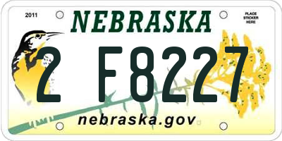 NE license plate 2F8227