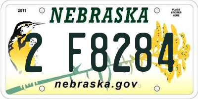 NE license plate 2F8284