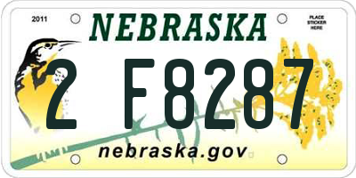 NE license plate 2F8287
