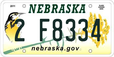 NE license plate 2F8334