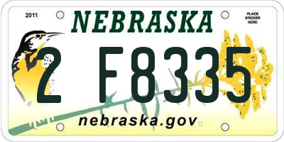 NE license plate 2F8335