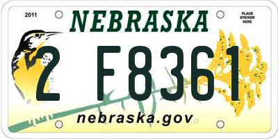 NE license plate 2F8361