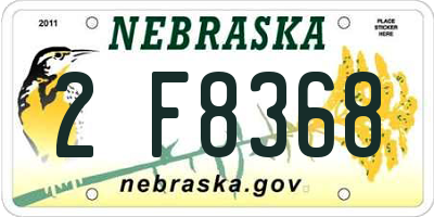 NE license plate 2F8368