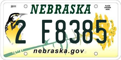 NE license plate 2F8385