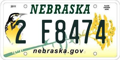NE license plate 2F8474