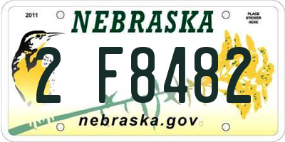 NE license plate 2F8482