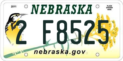 NE license plate 2F8525