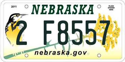 NE license plate 2F8557