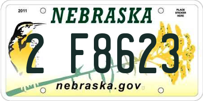 NE license plate 2F8623