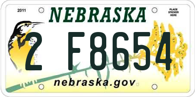 NE license plate 2F8654