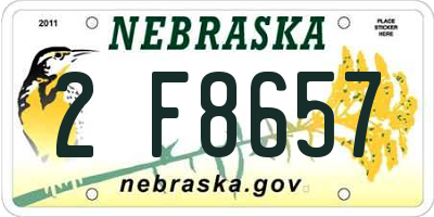 NE license plate 2F8657
