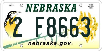 NE license plate 2F8663