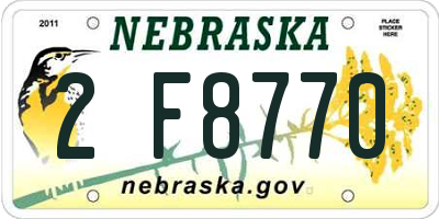 NE license plate 2F8770