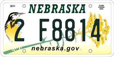 NE license plate 2F8814