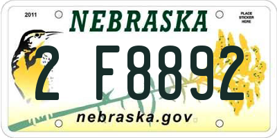 NE license plate 2F8892