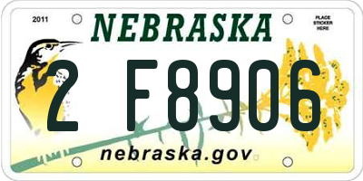 NE license plate 2F8906