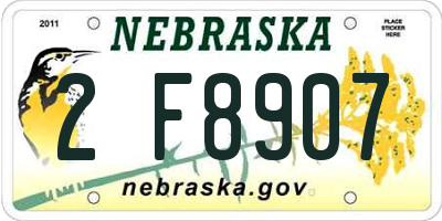 NE license plate 2F8907