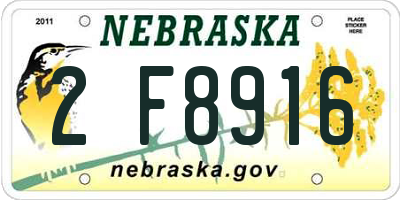 NE license plate 2F8916